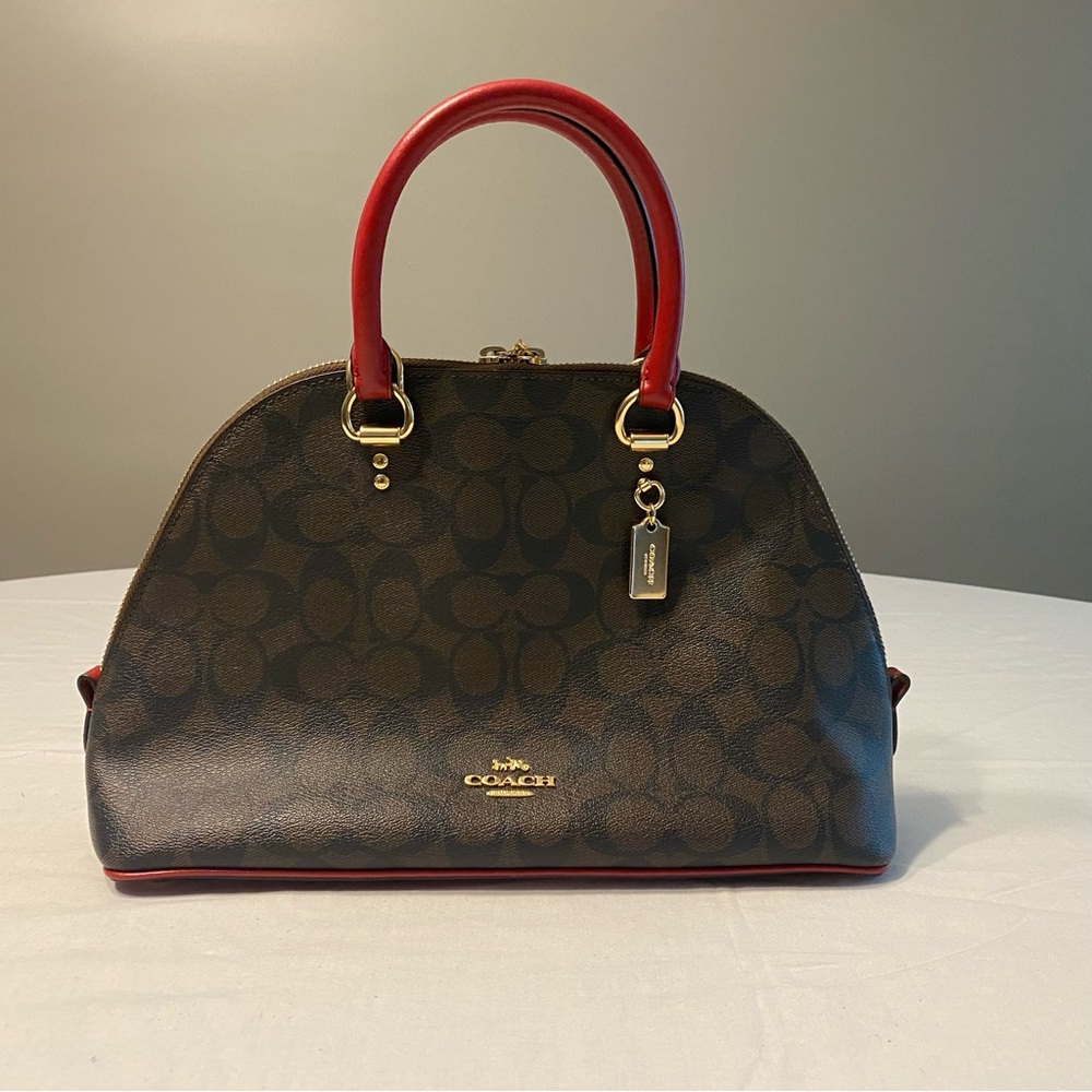 Coach Brown and Red Women's Handbag - Picture 2 of 9